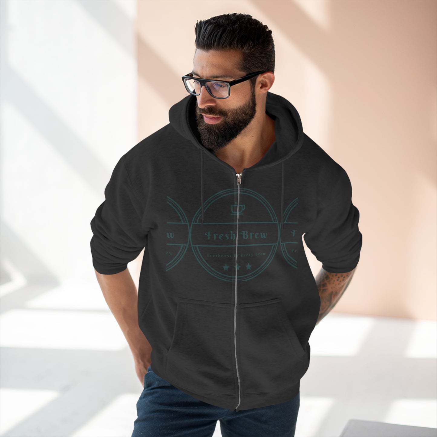 Unisex Premium FBC Hoodie mit durchgehendem Reißverschluss 